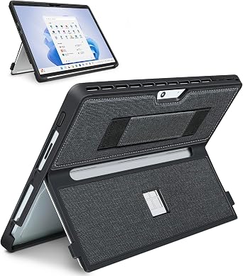 All-in-One Rugged Case for Surface Pro 11/10/9/8 13 Inch, Hand Strap, Black