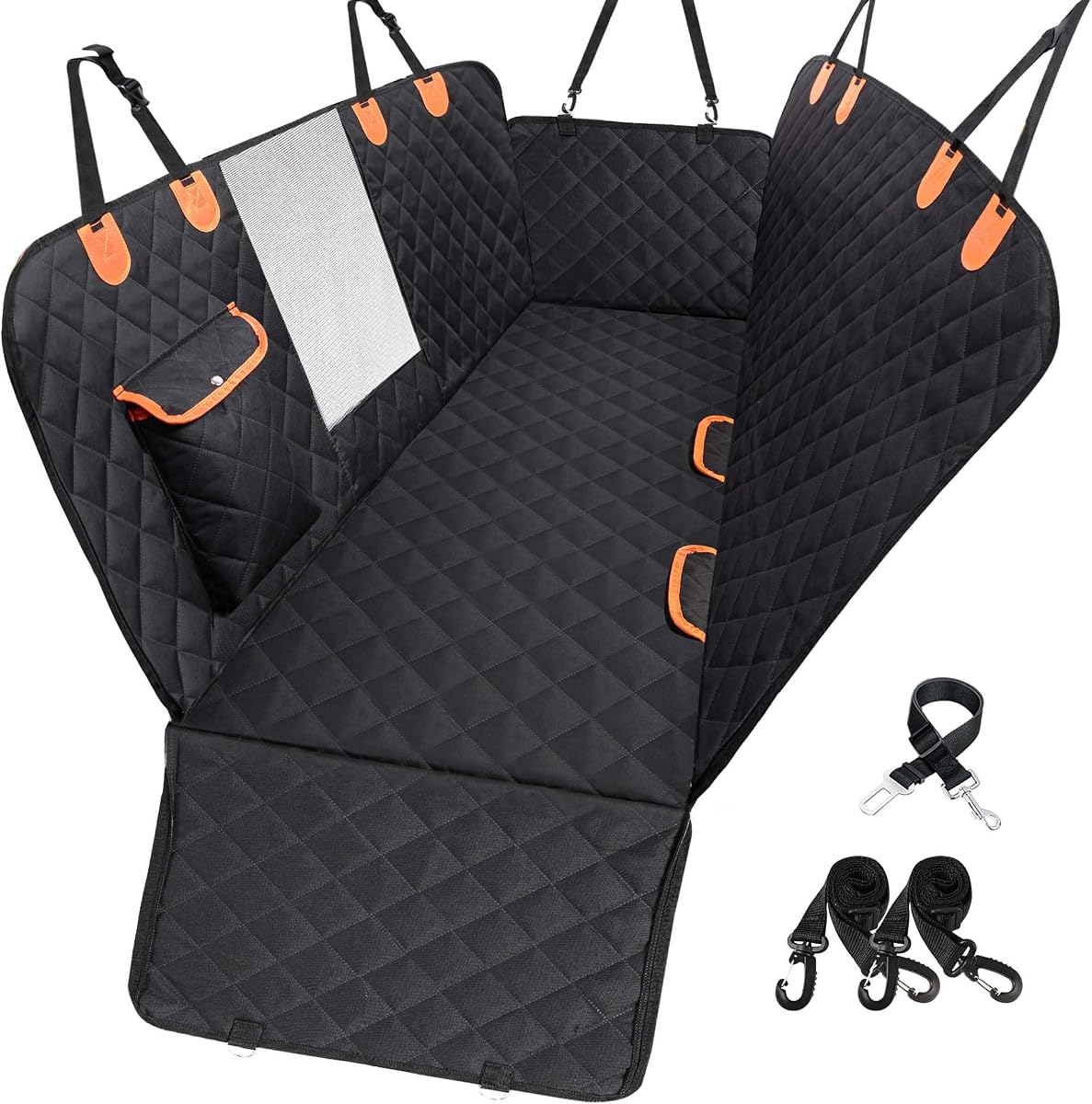 Dog Car Seat Cover for Back Seat 600D Scratchproof Nonslip Durable Waterproof Cars Pet Backseat Covers with Mesh Window Dogs Hammock for Car,SUV, Truck (54" W x 58" L)