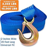 Vista 7 de Correa de cabrestante para remolque de barco con gancho, repuesto resistente para remolque de manivela manual, 2 pulgadas x 20 pies, capacidad