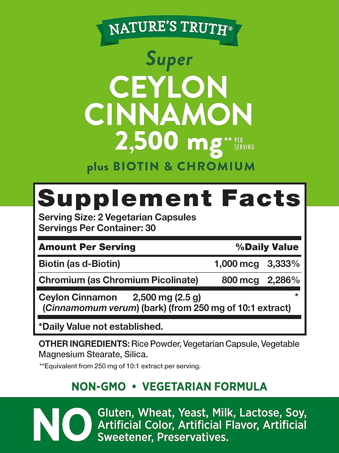 Nature's Truth Cinnamon with Biotin and Chromium Capsules