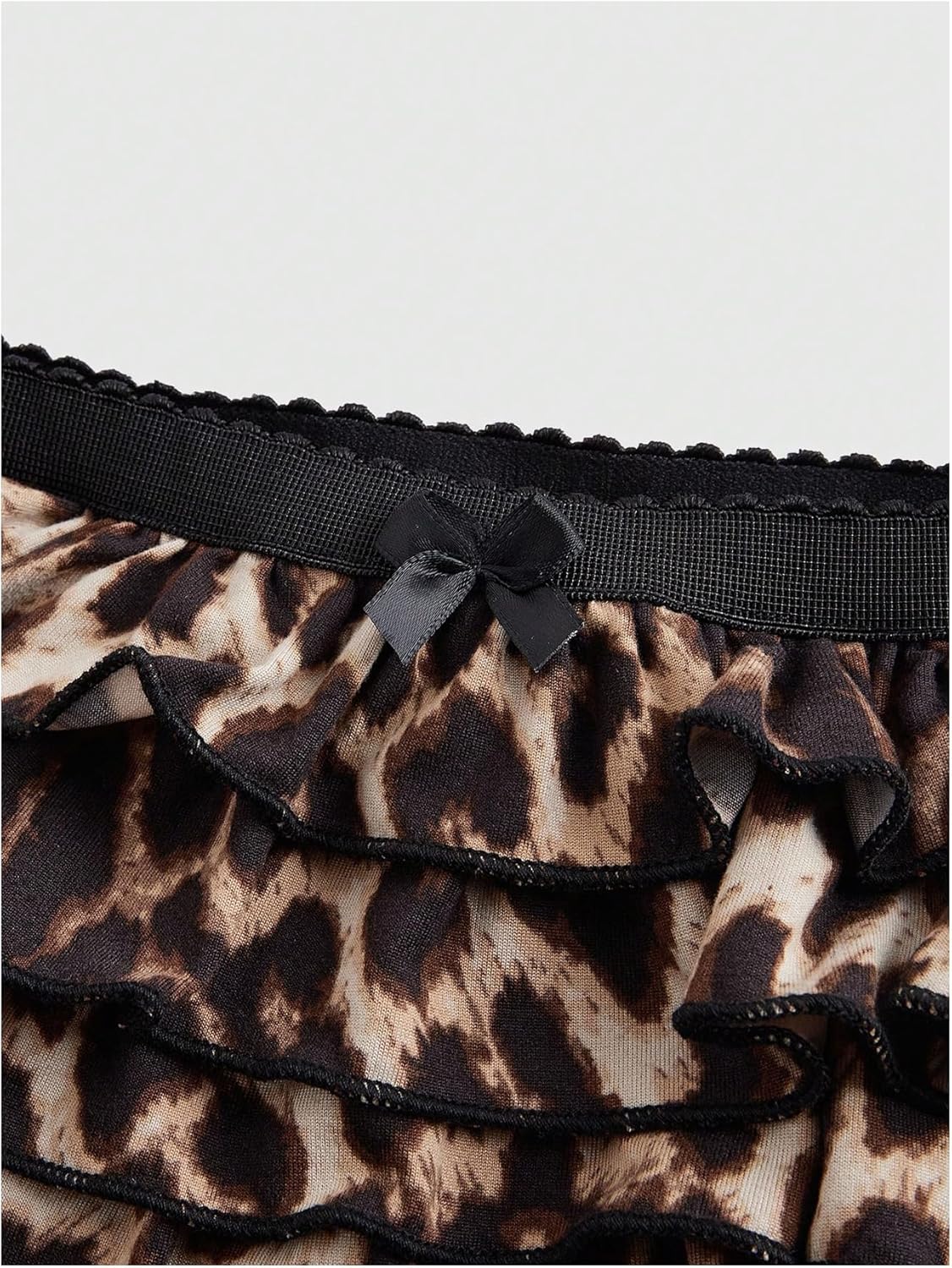 SOLY HUX Women's Y2k Leopard Print Mini Shorts Layered Ruffle Hem Low Waisted Shorts - Image 2