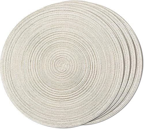 Miniatura 1 de FunWheat Juego de 6 manteles individuales redondos para mesas de comedor, lavables, antideslizantes, 15 pulgadas (brillo verde)