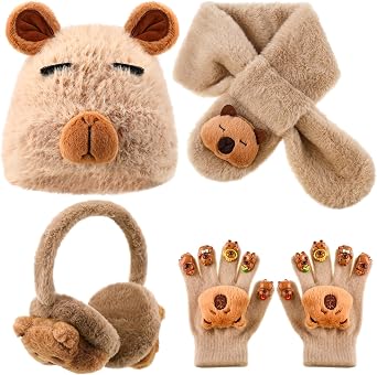 4 Pcs Winter Capybara Warm Set for Kids