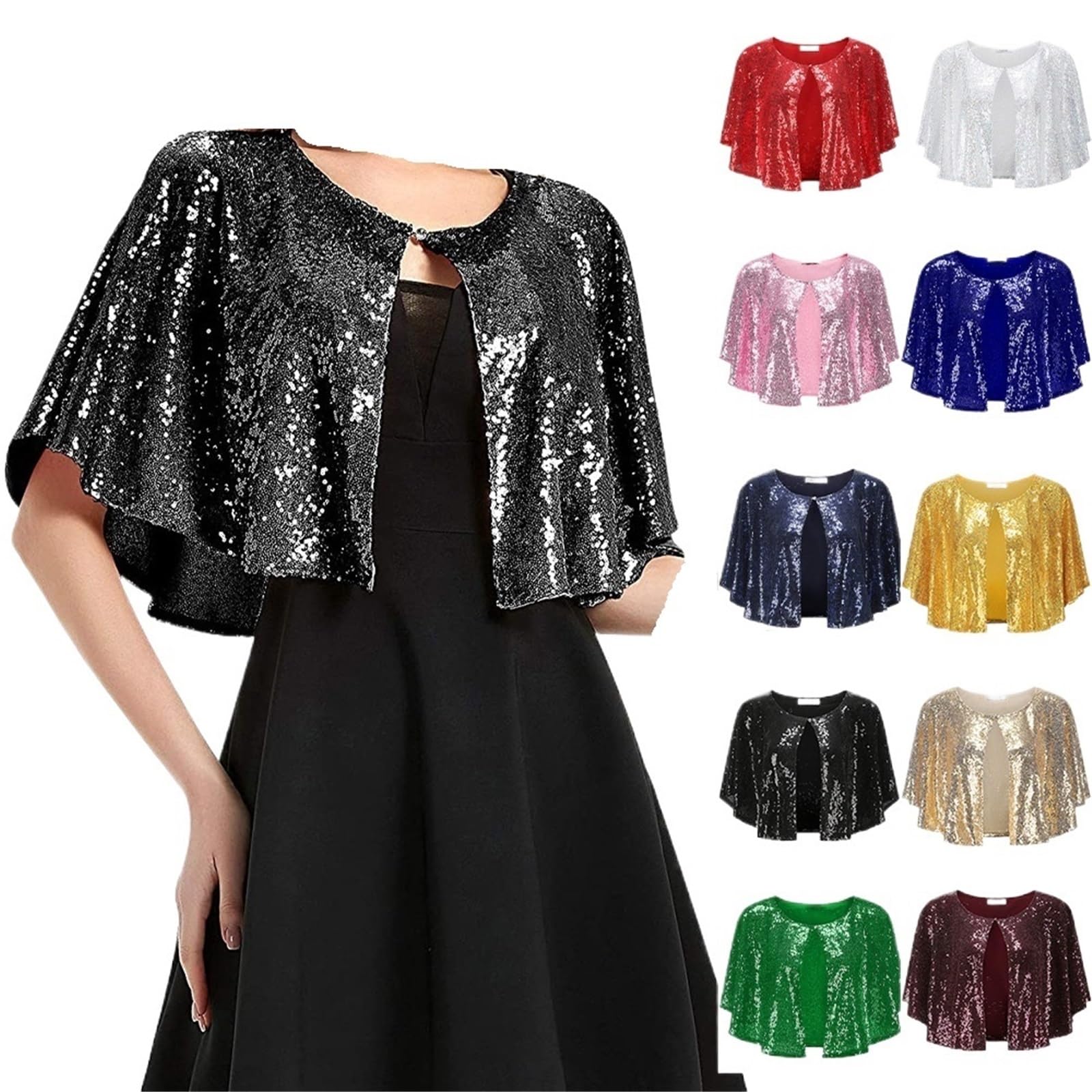 Chal de lentejuelas brillantes para mujer, para fiesta, club, baile, vestido de noche