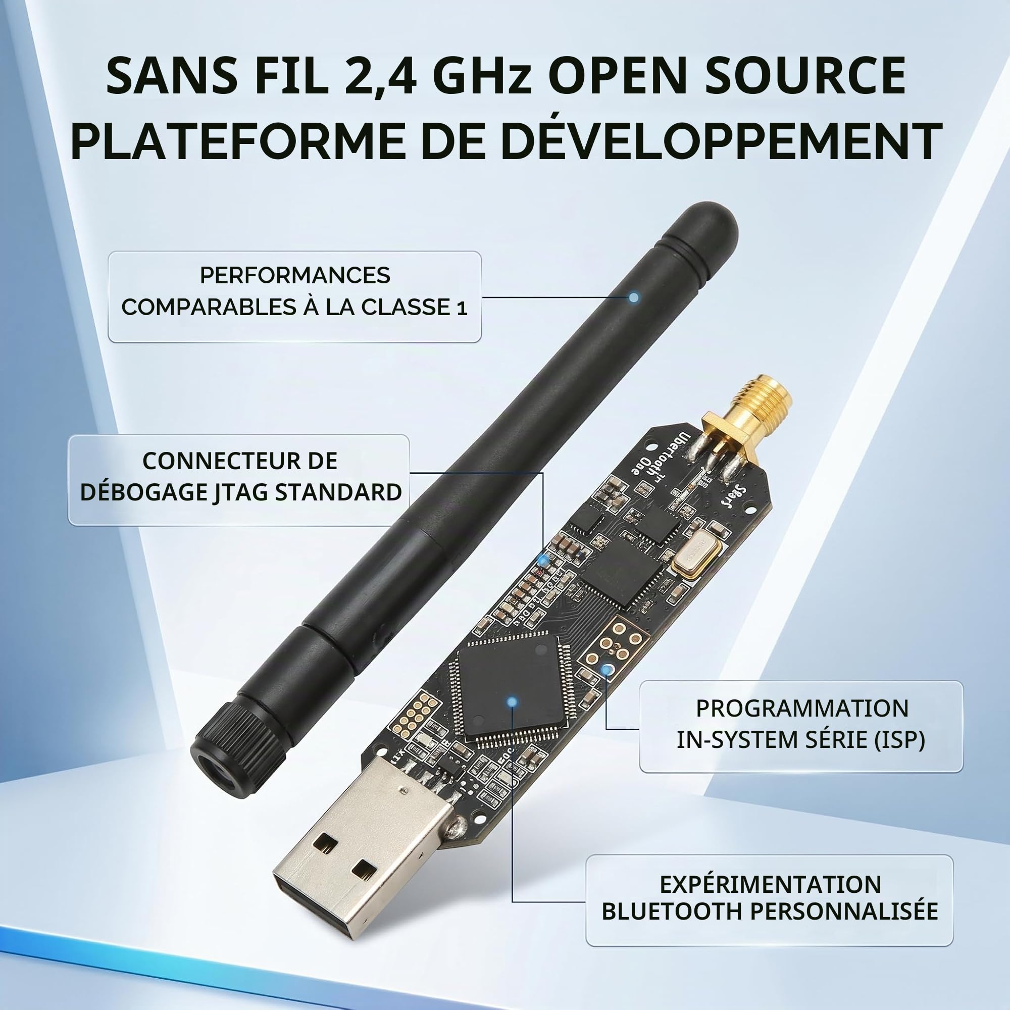 Ubertooth One Récepteur Bluetooth 2,4 GHz Classe 1 Longue Portée Analyseur Open Source pour Développement BLE et Sécurité avec Connecteur Cortex Debug