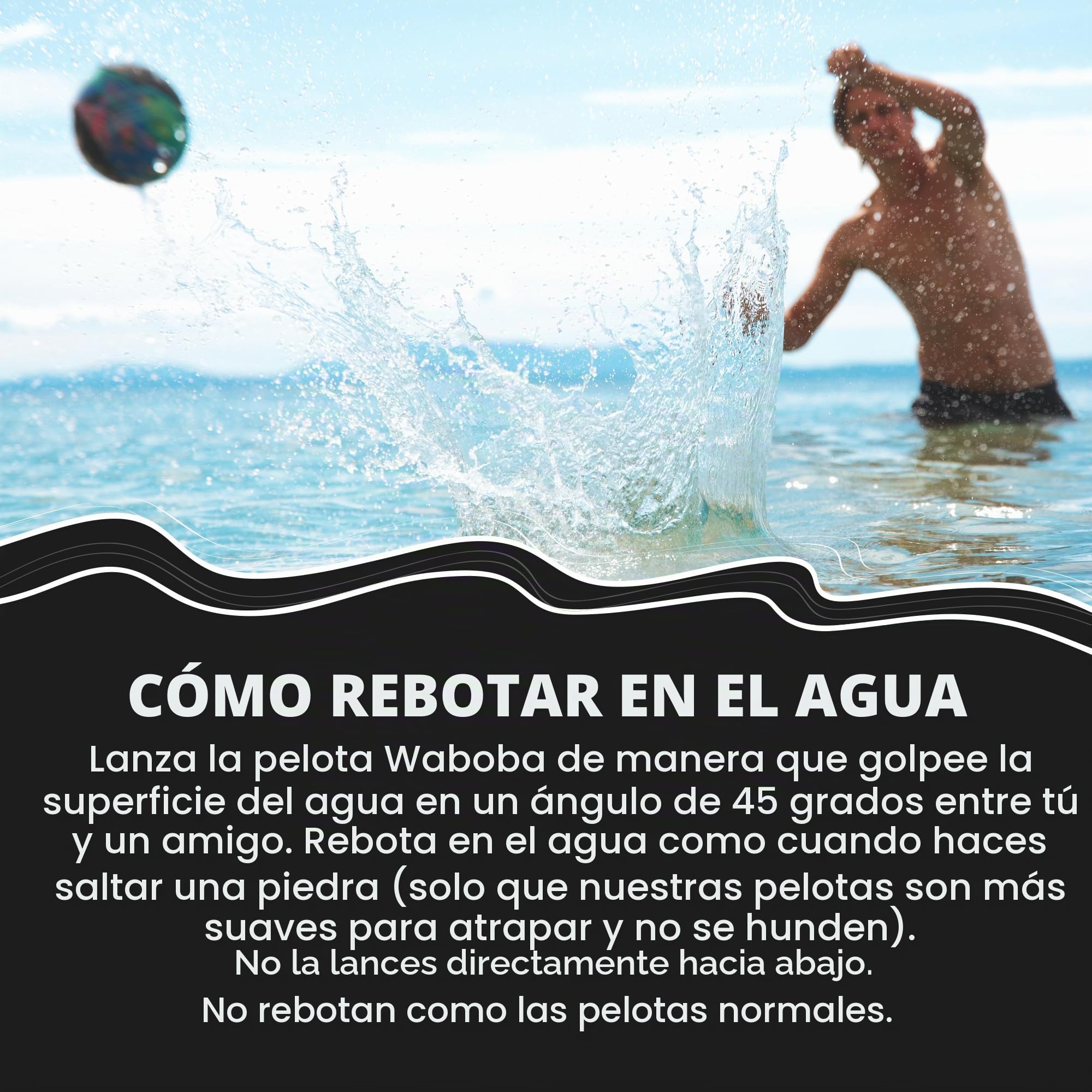 Waboba AZ-101-WS Pro - Bola de Rebote de Agua, Rayas onduladas, Talla única