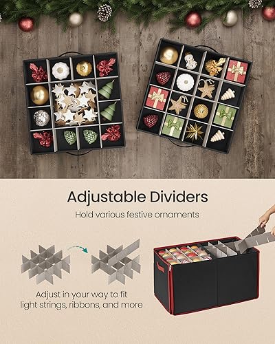 Miniatura 51 de SONGMICS Caja de almacenamiento de adornos de Navidad, con lateral abierto, contenedor de almacenamiento de Navidad apilable con tapa, 4 bandejas