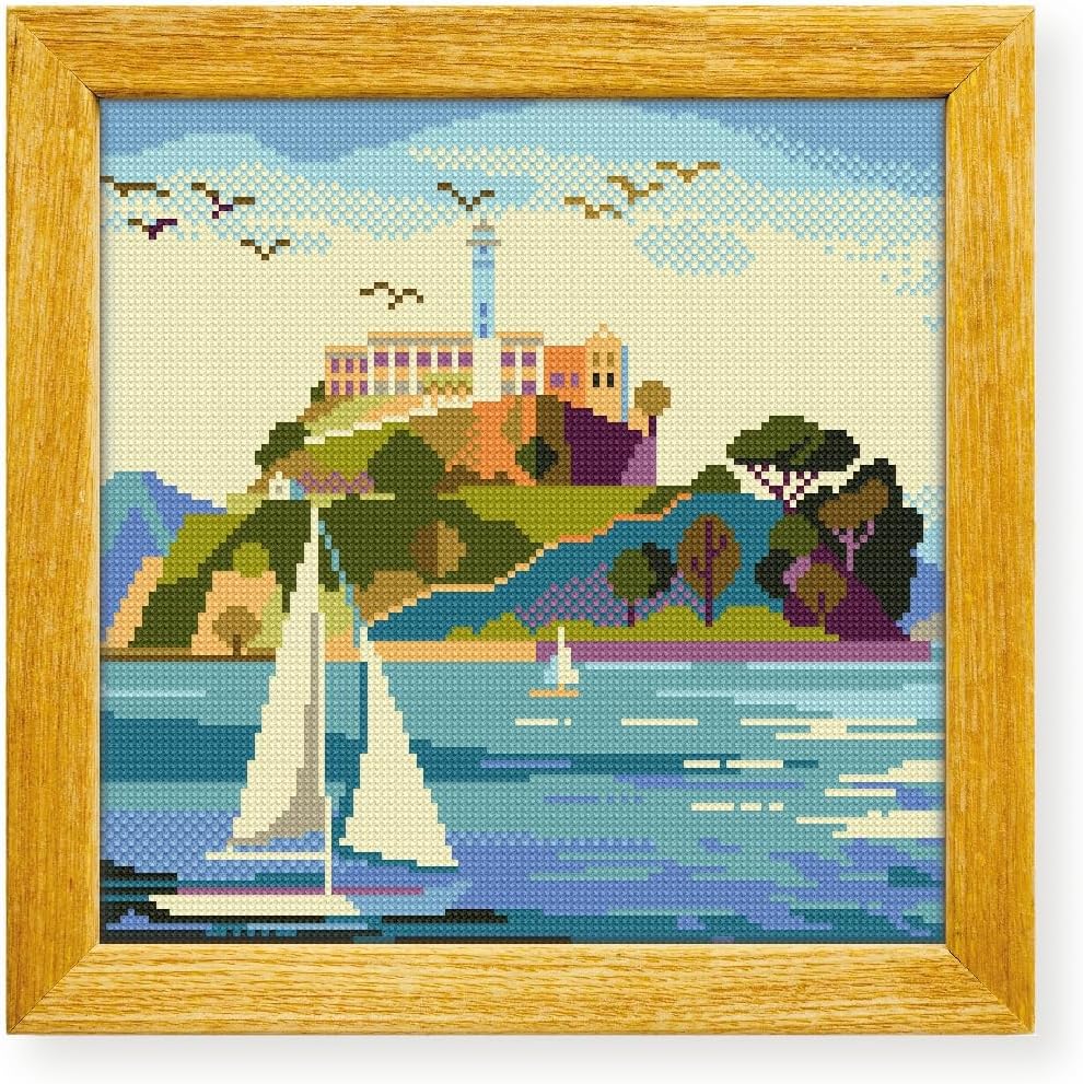 Awesome Pattern Studio Alcatraz Island DS821, Diamond Painting Kit, Diamond Art Kits for Adults, Full Drill 5D Diamond Dots Kits. All Items Included.