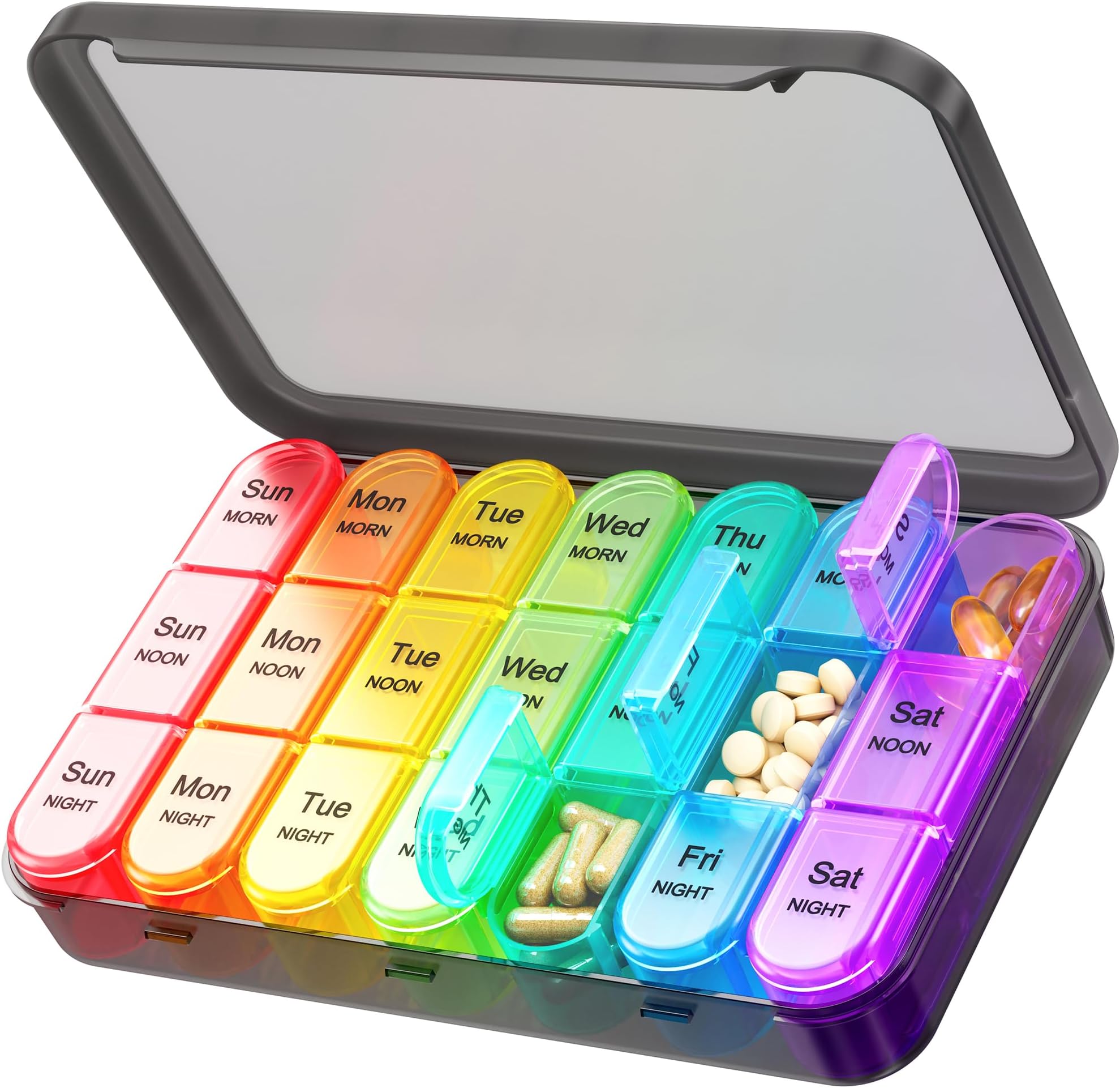 7 Day Pill Organizer 3 Times a Day, Weekly Pill Case for Travel, Large Daily Medication and Vitamin Holder