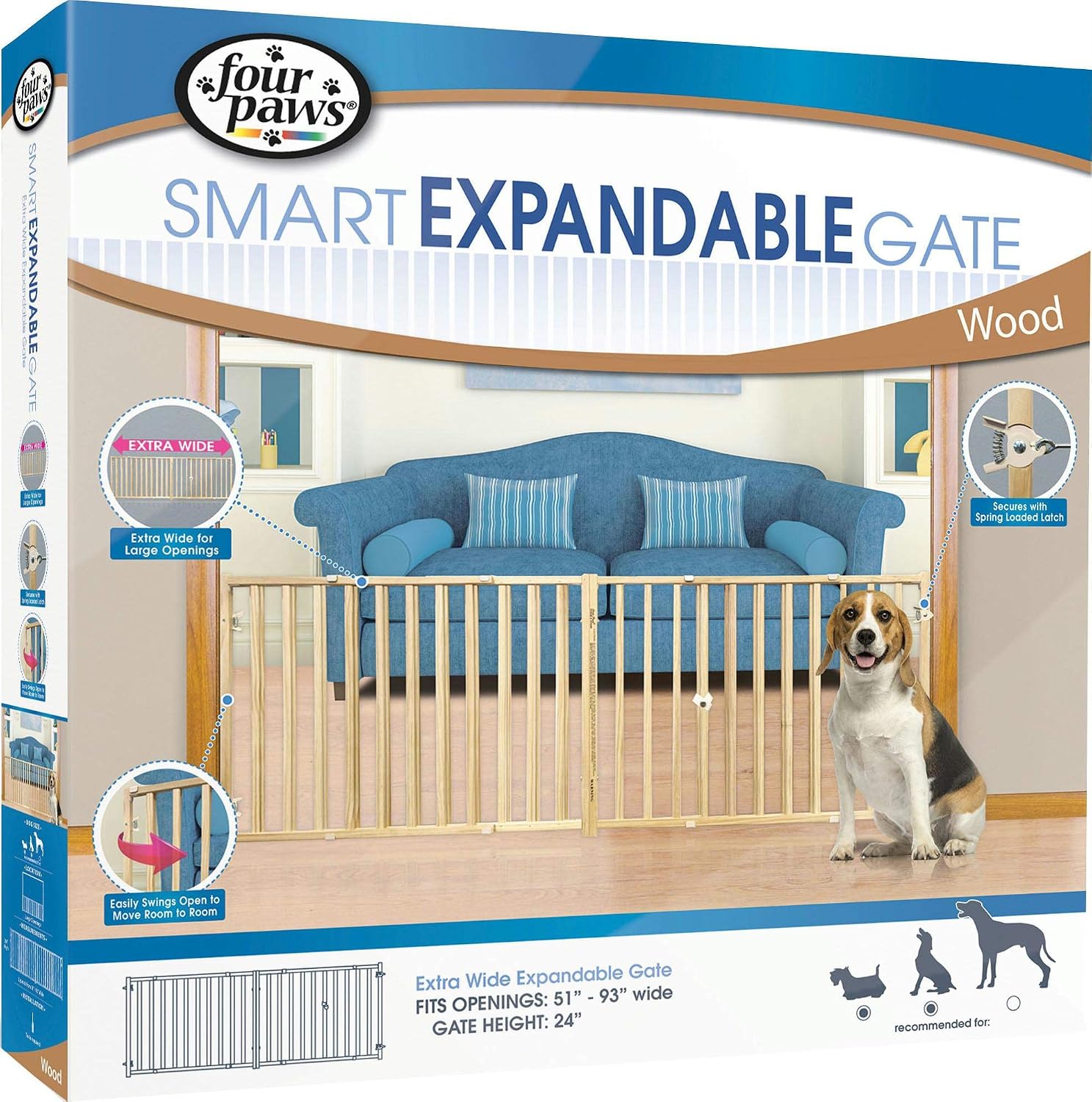 Four Paws Products Expandable Vertical Wood Slat Gate