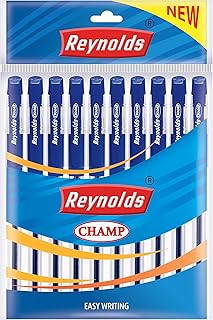 Reynolds Champ Ballpoint Pens, Fine Tip (0.7mm), Blue Ink, 10 Count