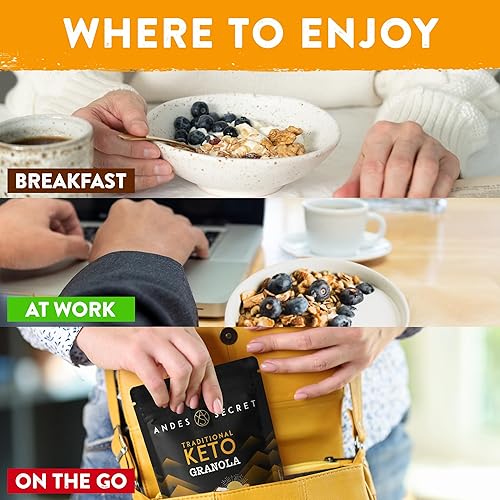 Miniatura 6 de Andes Secret Granola tradicional - Almendras, nueces y avellanas - Granola keto alta en proteínas sin azúcar, granos y gluten - 11 oz (1 paquete)