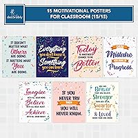 Vista 6 de Decorably 15 pósteres inspiradores de confeti para aula, 11 x 14 pulgadas, decoración de laminado mate, para escuela, pasillos, tablones