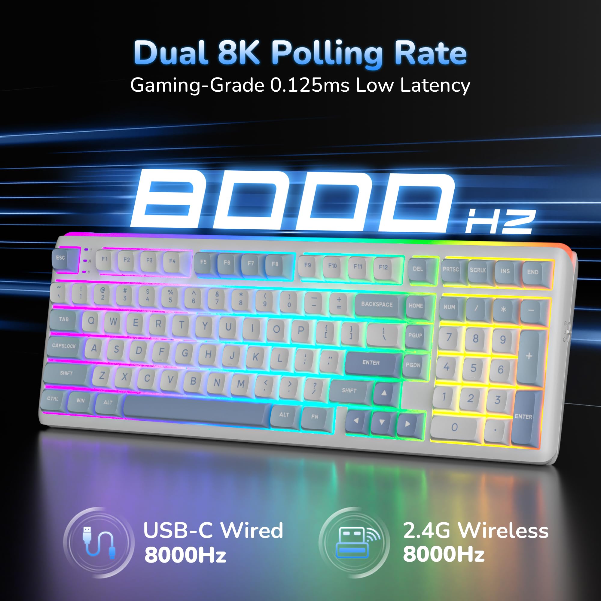 RK ROYAL KLUDGE R99 8K tastiera meccanica wireless interruttori, QWERTY