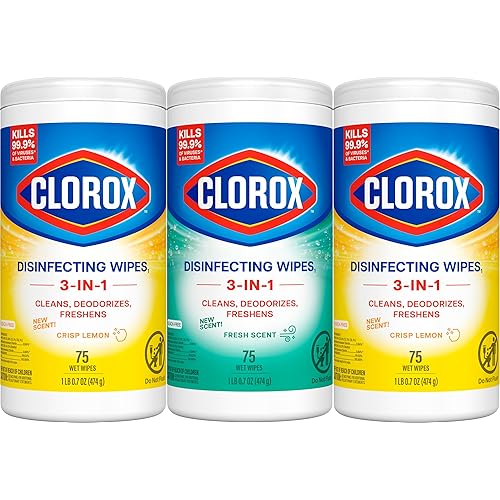 Clorox Disinfecting Cleaning Wipes Variety Pack, 75 Count Each, Pack of 3 (Package May Vary)
