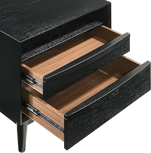 Miniatura 10 de Armen Living Artemio Moderna Mesita de noche de madera con 2 cajones con estante, color negro