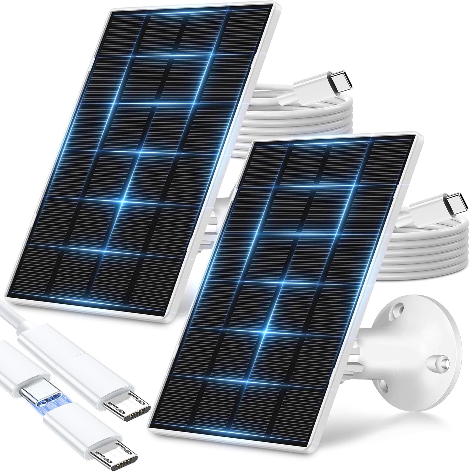 KEPEAK Solar Panel for Ring Camera Outdoor, 2 Pack USB C Solar Panels, Small Solar Panel Charger 5V, Compatible with Rechargeable Battery Powered Cam, IP65 Waterproof for Security Monitoring