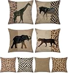 Bonhause Couvertures d'oreillers à jet d'ours rustiques 18 x 18 Ensemble de pouces 4 Lodge Moose Deer Oreillers décoratifs d'animaux Étui en polyester Coussin de lin Couvre pour canapé à l'extérieur