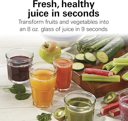 Miniatura 3 de Hamilton Beach Máquina exprimidora, extractor centrífugo, canal de alimentación de boca grande de 3 pulgadas, fácil de limpiar, 2 velocidades, jarra