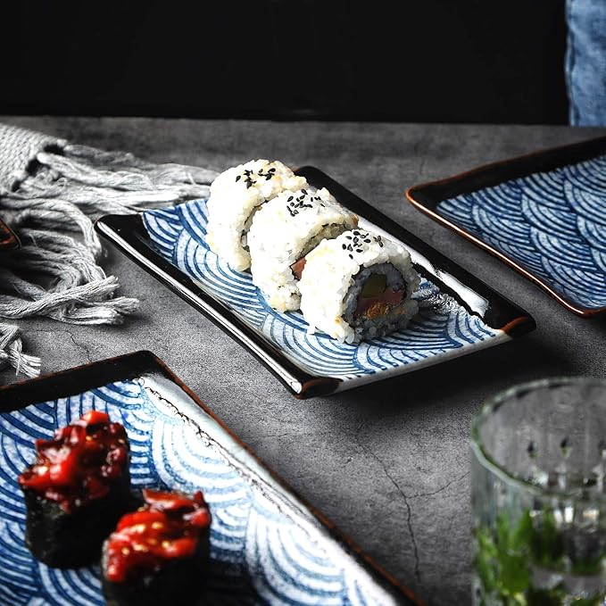 Juego 10 Piezas Plato Sushi Cerámica Estilo Japonés miniatura 5