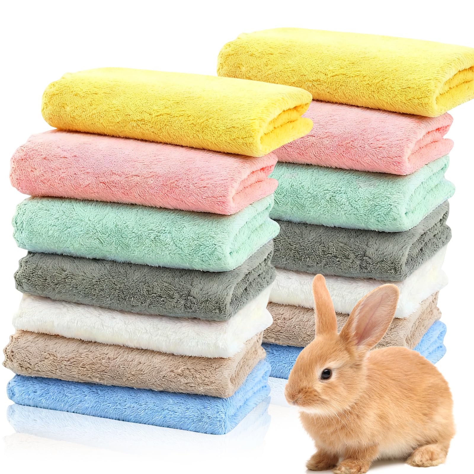 YMTWSRY 14 PCS Guinea Pig Fleece Cage Liner, Waterproof Pet Blanket Cat Blankets for Indoor Cats Washable Soft Sleep Bedding Mats for Hamster Rabbit Puppy (35x75 cm)