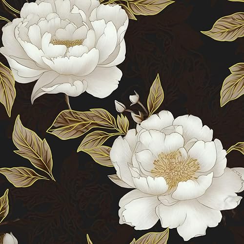 Miniatura 16 de Papel tapiz para despegar y pegar, papel tapiz de color negro floral para despegar y pegar, papel de pared extraíble, papel de pared floral oscuro