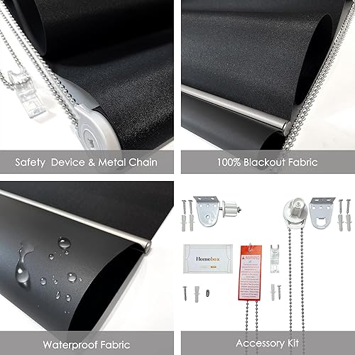 Miniatura 3 de homebox cortinas enrollables 100% opacas, con aislamiento térmico, tela impermeable con protección ultravioleta, con cadena, para hogar y oficina