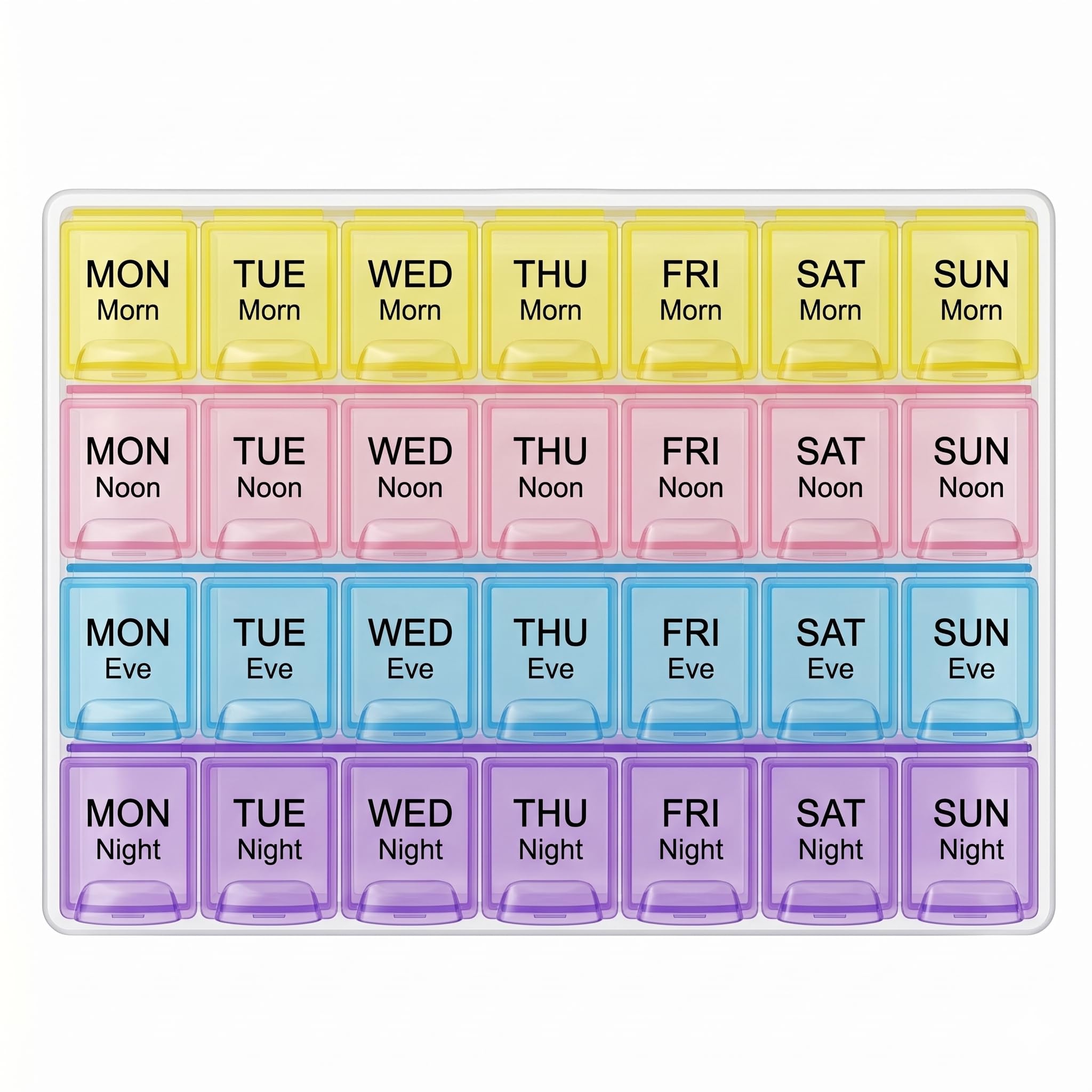 Weekly Pill Organizer 4 Times a Day Medicine Box (Morning Noon Evening Night) 28 Compartments Travel Friendly Pill Case Moisture Proof Portable Storage for Tablets Vitamins Supplements-image-44