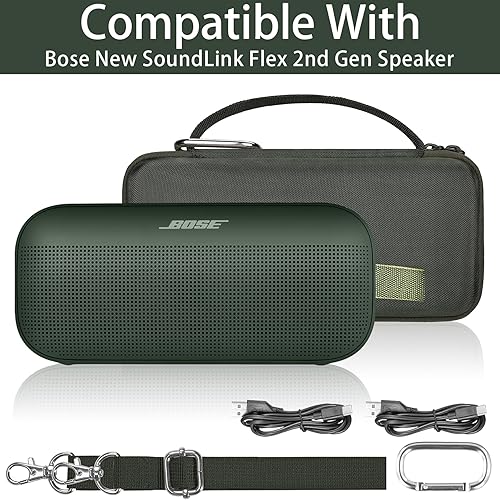 Miniatura 3 de co2CREA Estuche de viaje rígido de repuesto para altavoz portátil Bose SoundLink Flex Bluetooth (funda verde ciprés)