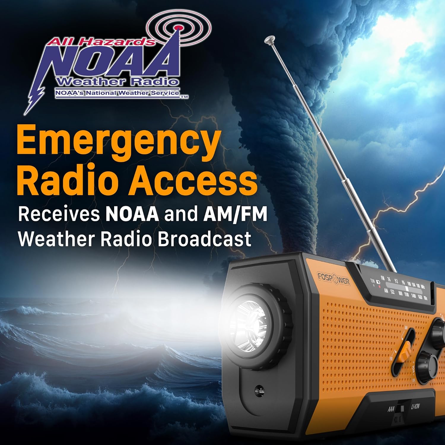 FosPower Emergency NOAA Radio | 7400mWh Solar Crank Bank 3 81VTqPnSLAL. AC SL1500