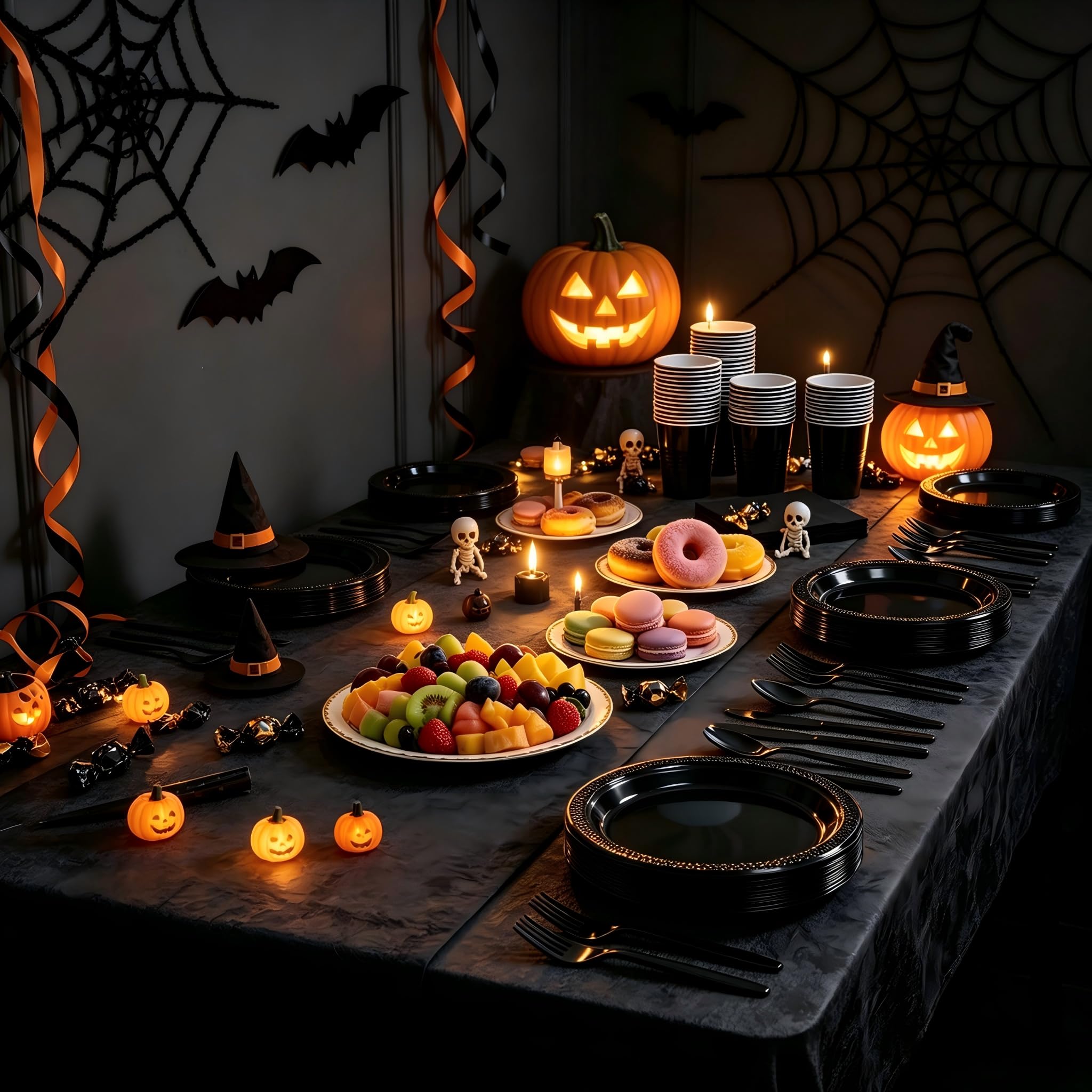 Black Disposable Plates - 210 Pcs for Parties -4