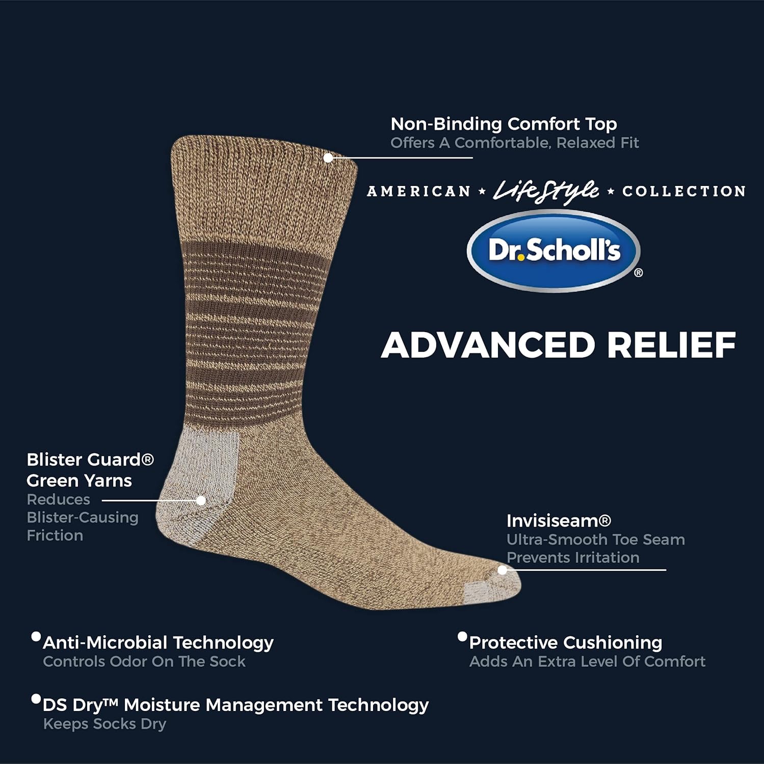 Dr. Scholl's Men's Blister Defense Socks (3-Pack) - Image 7