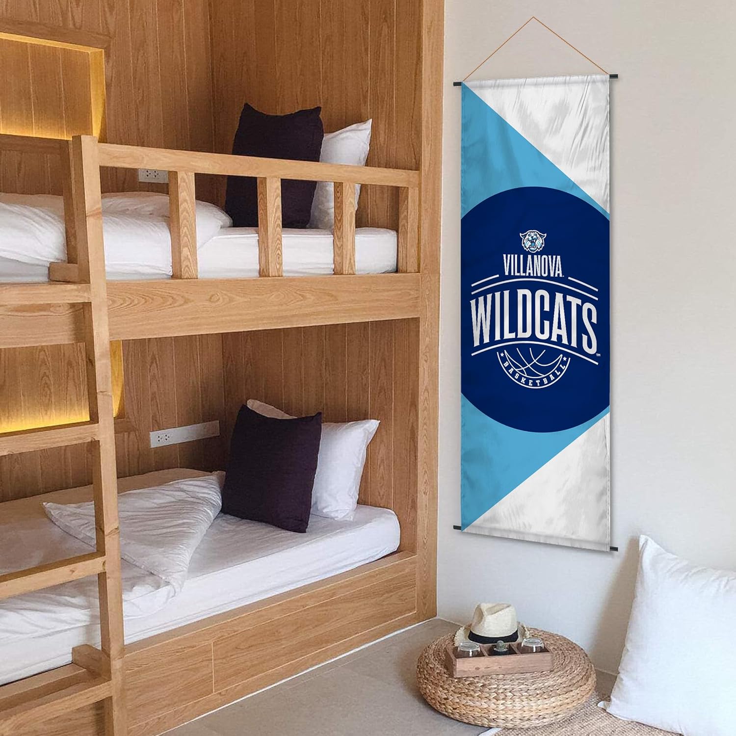 AGAS Villanova VU University Banner Scroll Sign 17.5" × 48" with Hanging Cord – Polyester Wildcats Wall Banner