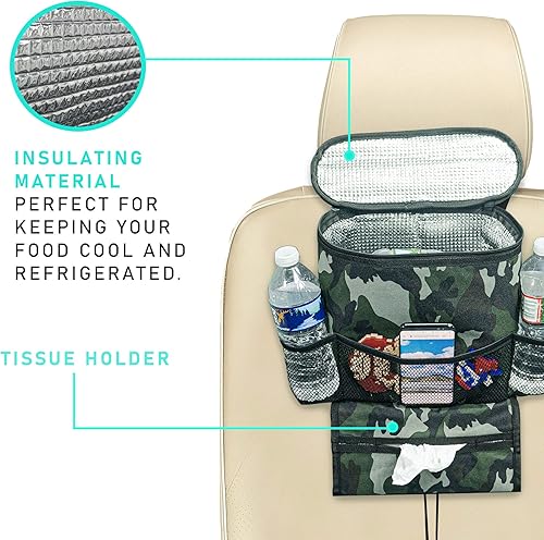 Miniatura 2 de FH Group E-Z Travel Print - Organizador de maletero de coche con enfriador - Bolsa de almacenamiento multifuncional para respaldo de asiento, color