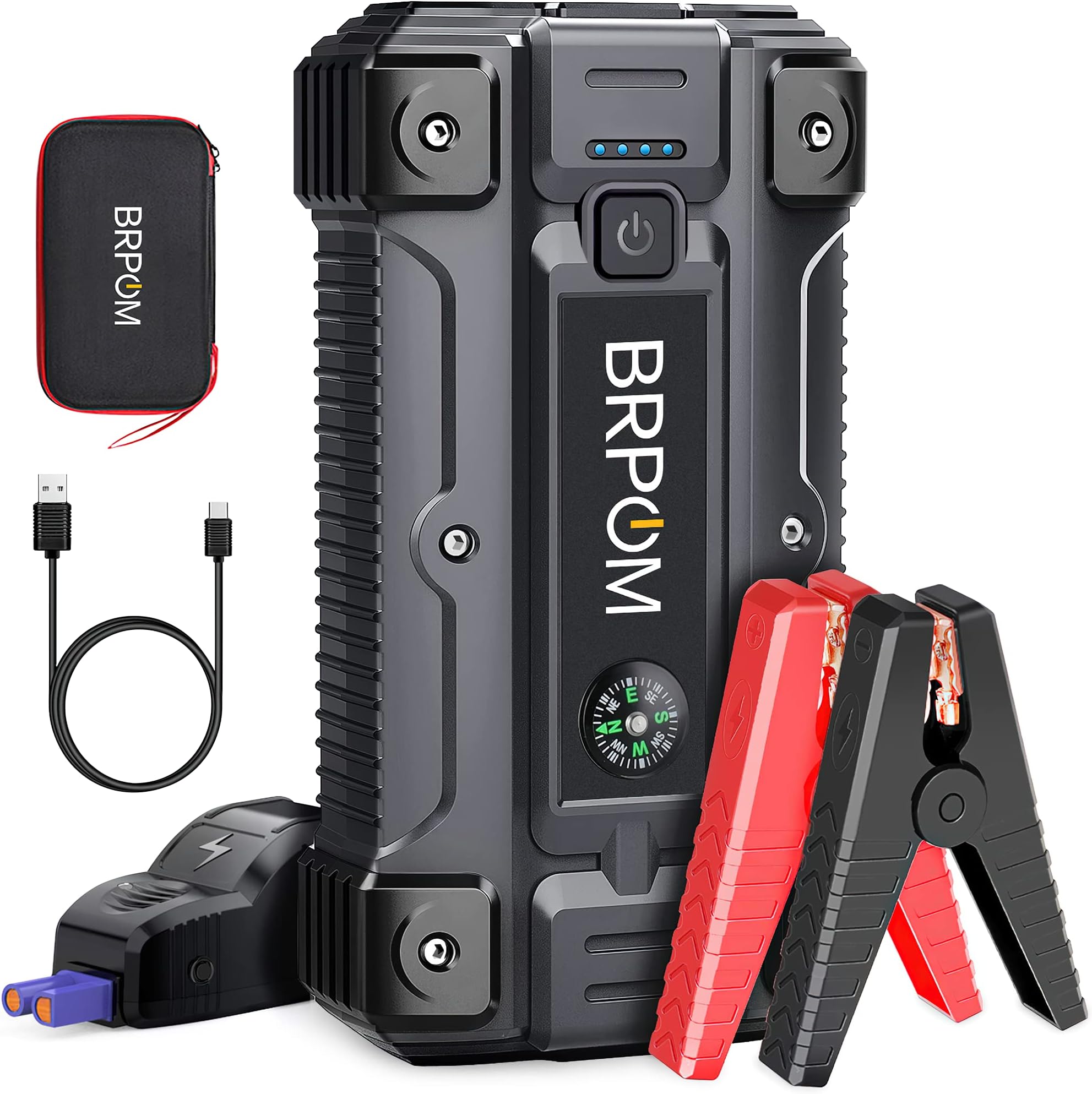 Amazon BRPOM ジャンプスターター 23800mAh大容量 3000Aピーク電流 (10Lガソリン車・8Lディーゼル車対応 50