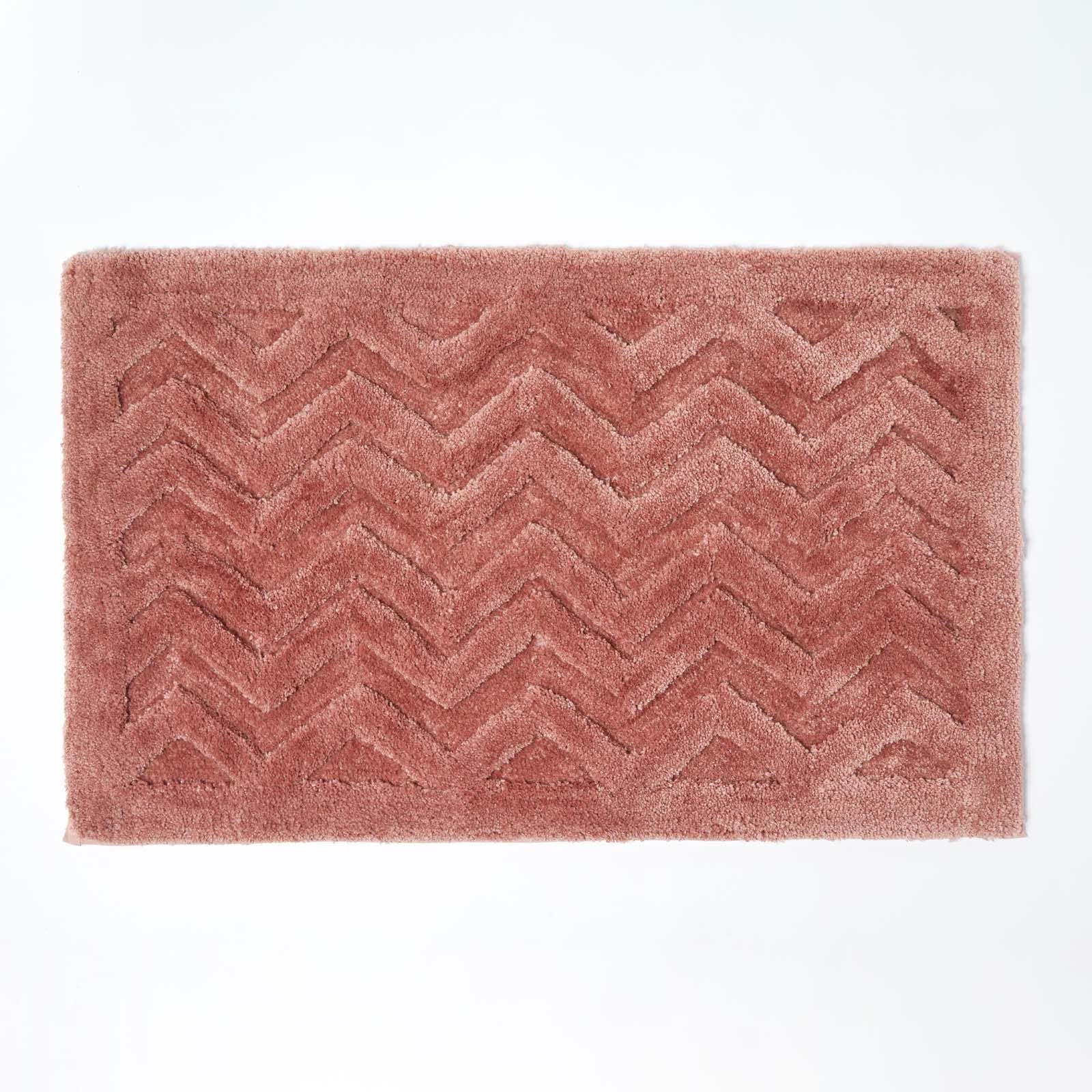 Homescapes (Pink) Chevron Pattern Thick Bathmat Pink