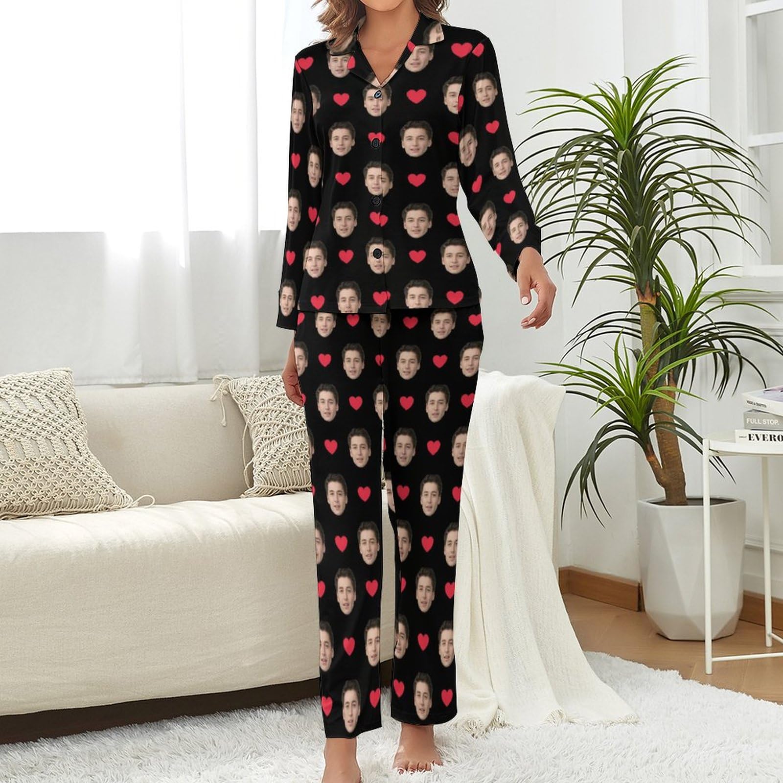 Set Pigiama Donna Personalizzato con Foto del Viso Set di Pigiami da Donna Personalizzati con Foto Set di Pigiami da Donna Set di Pigiami da Donna Personalizzati Pjs per la Notte