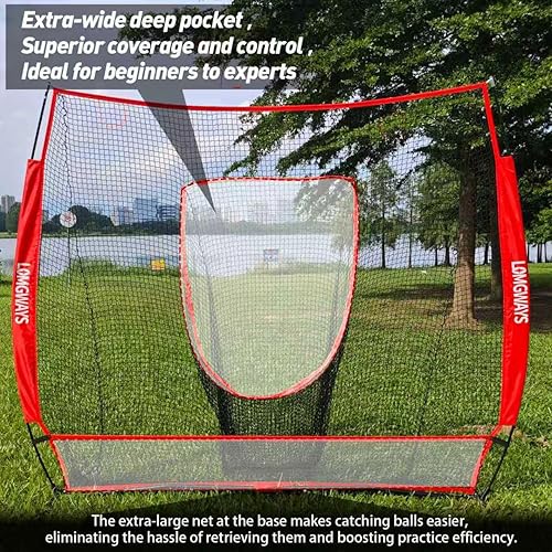 Miniatura 2 de 7×7FT GolfBaseballSoftball Practice Net for Batting, Hitting, Pitching, Training, Portable Baseball Golf Net with Carry Bag, for All Level, Easy