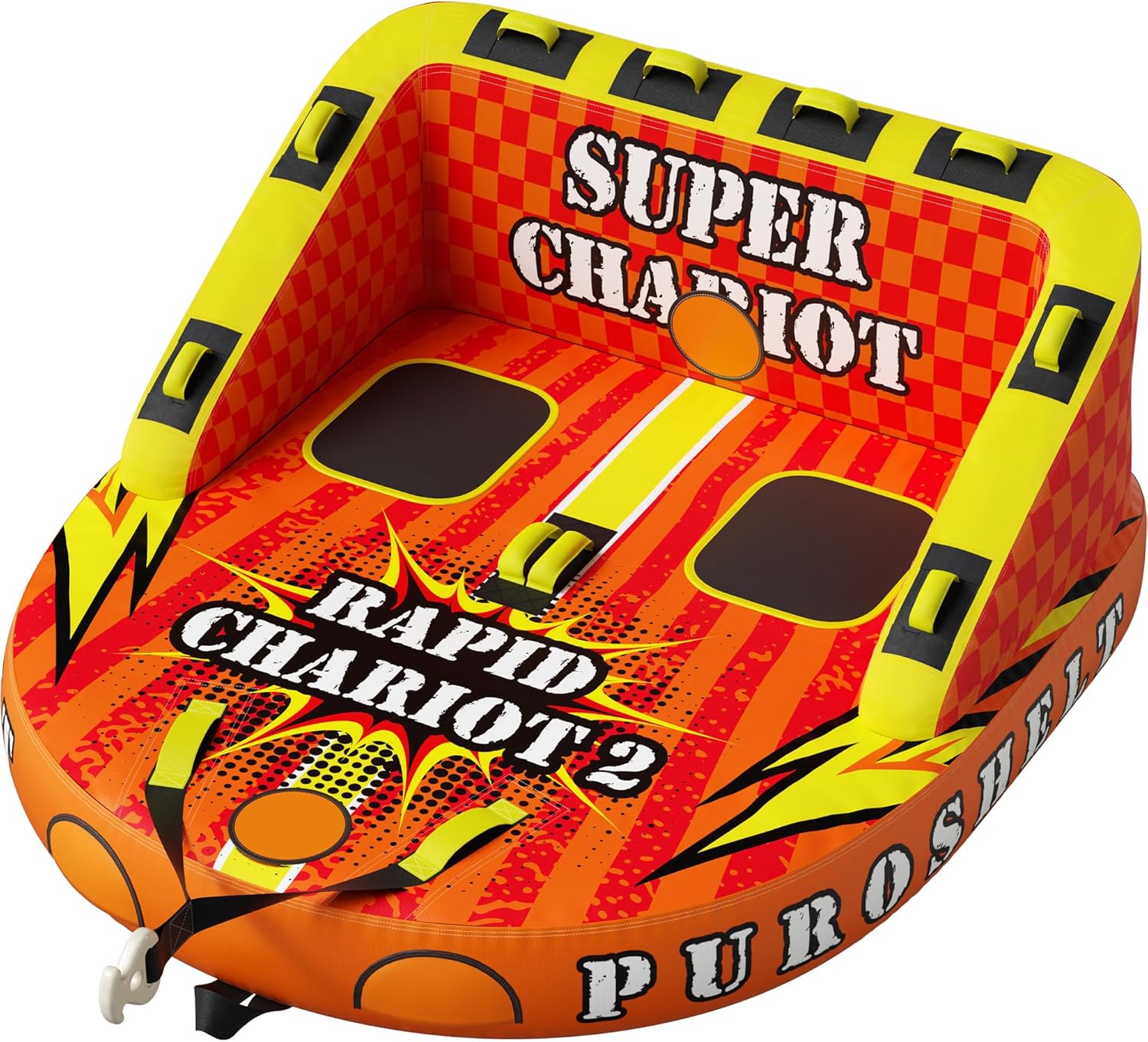 Towable Tubes for Boating Water Tubes - 1-3 Riders Super Sofa, Heavy Duty Boat Tubes & Towables, Drainage, Dual Tow Points (F-1011)