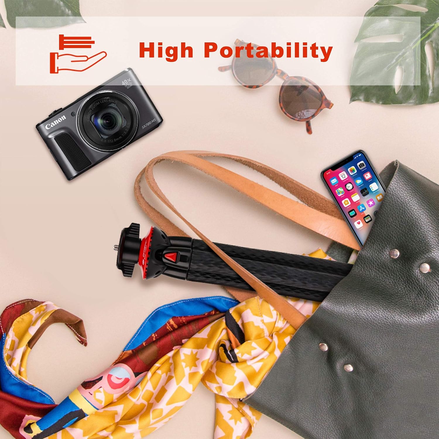 Camera Tripod, Fotopro UFO Flexible Tripod for Camera Bendable Handheld Vlogging Tripod with Phone Mount for iPhone Samsung Canon DSLR Sony Nikon