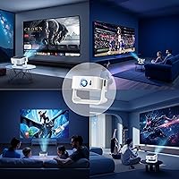 Vista 9 de [Compatible con Netflix y soporte 4K] Mini proyector HD 1080P de doble banda WiFi6 5G y BT 5.4 enfoque automático y evitar obstáculos Proyector