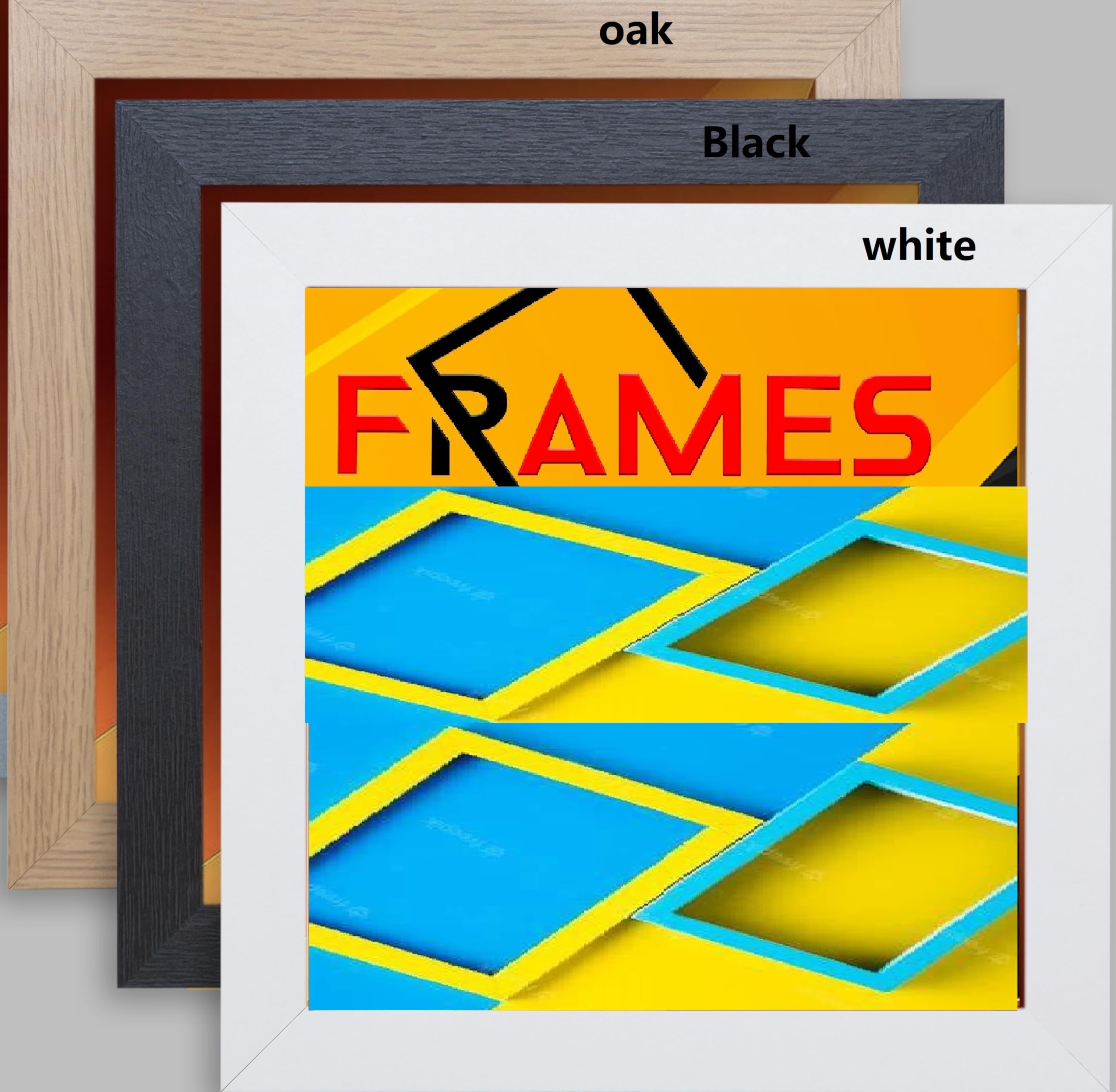 Ob2h Oak Quality Square Picture Frames Black/White/ (Modern, Black, 9X9 Inch