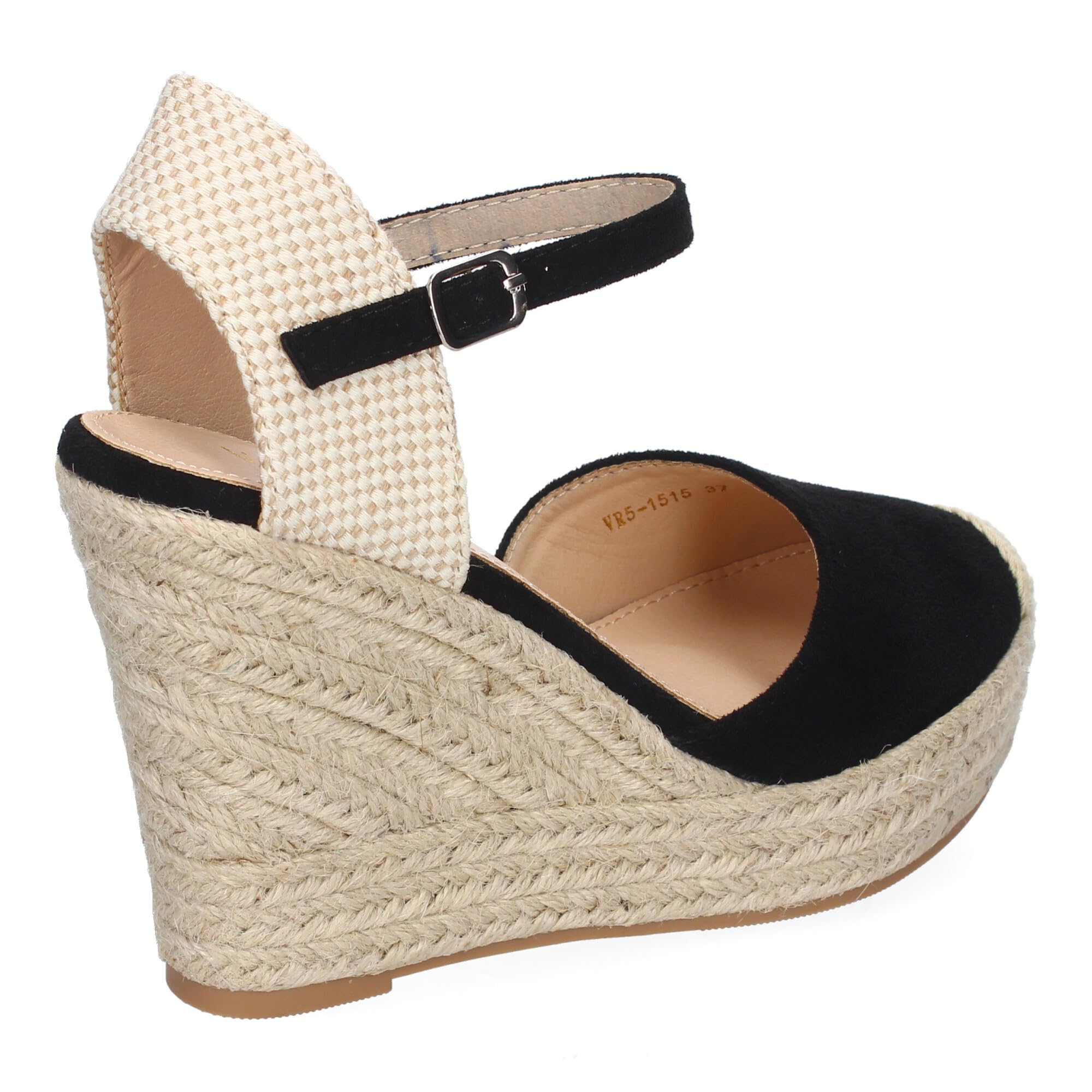 shoes&blues.es Sandalia de Cuna de Yute para Mujer, Comodas y Elegantes, Diseno Moderno con Punta Bordada y Cierre de Hebilla, Ideales para Primavera-Verano.