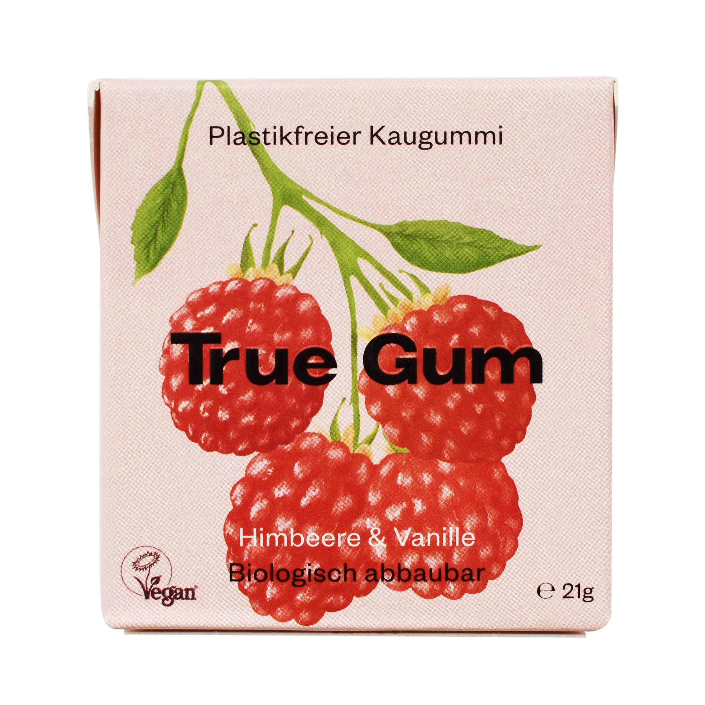True Gum 24er Display: HIMBEERE & VANILLE | Plastikfreier Kaugummi | Biologisch Abbaubar | Vegan | 24 x 21 g, 504 g