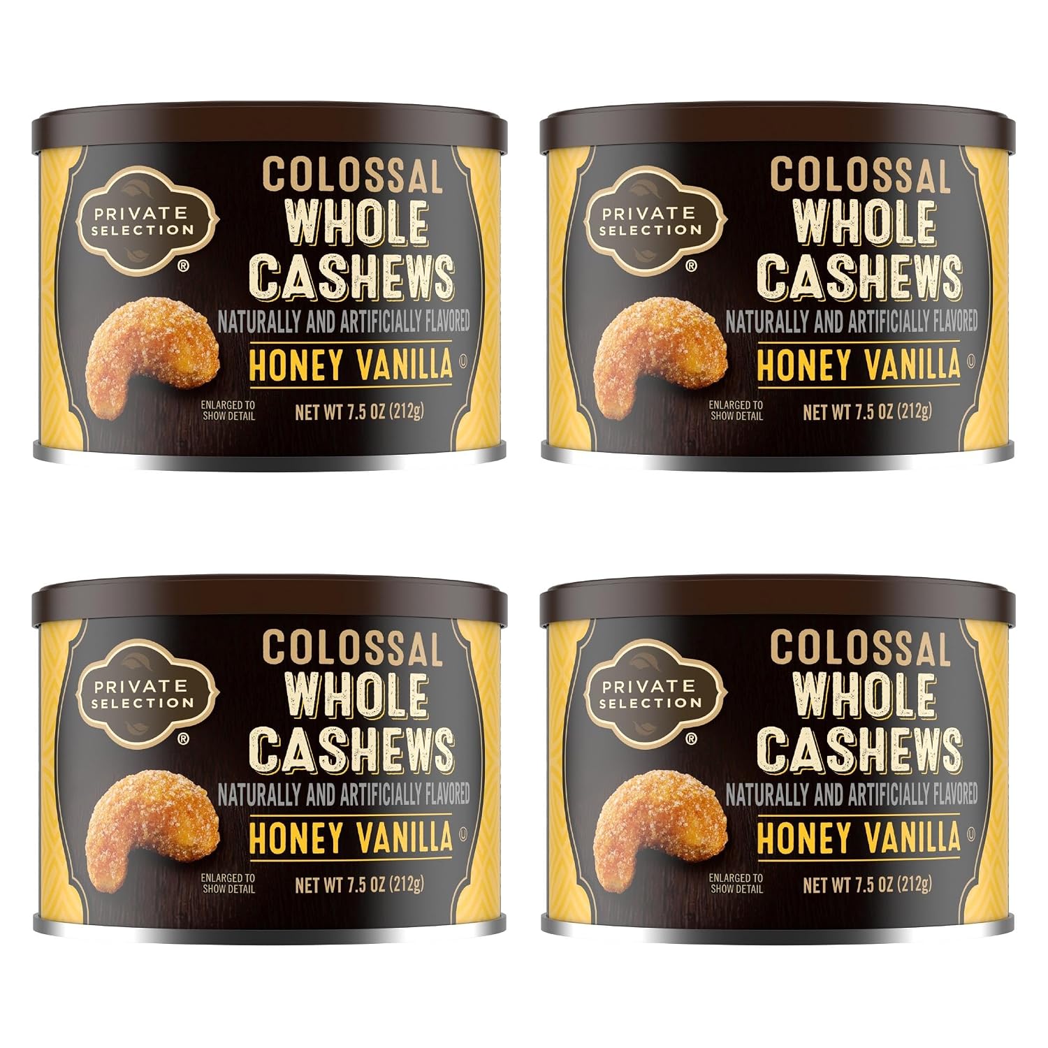 Private Selection Honey Vanilla Colossal Whole Cashews 7.5 oz (Pack of 4)