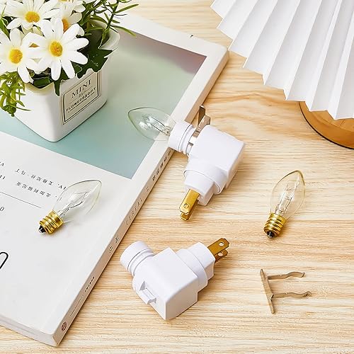 Miniatura 7 de 4 juegos de luces nocturnas enchufables de 120 V para enchufar a la pared, incluye bombilla E12 de 7 W y clips de metal, enchufe de luz nocturna,