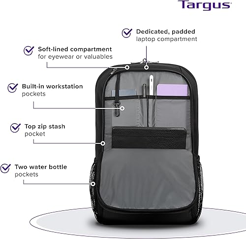 Miniatura 3 de Targus 17 Inch Classic Laptop Backpack - Fits Most Laptops up to 17", Padded Travel Backpack for Business Commuters, College, and Travel (TBB944GL)