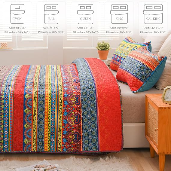 Exclusivo Mezcla Reversible Boho Quilts Twin Size Blue
