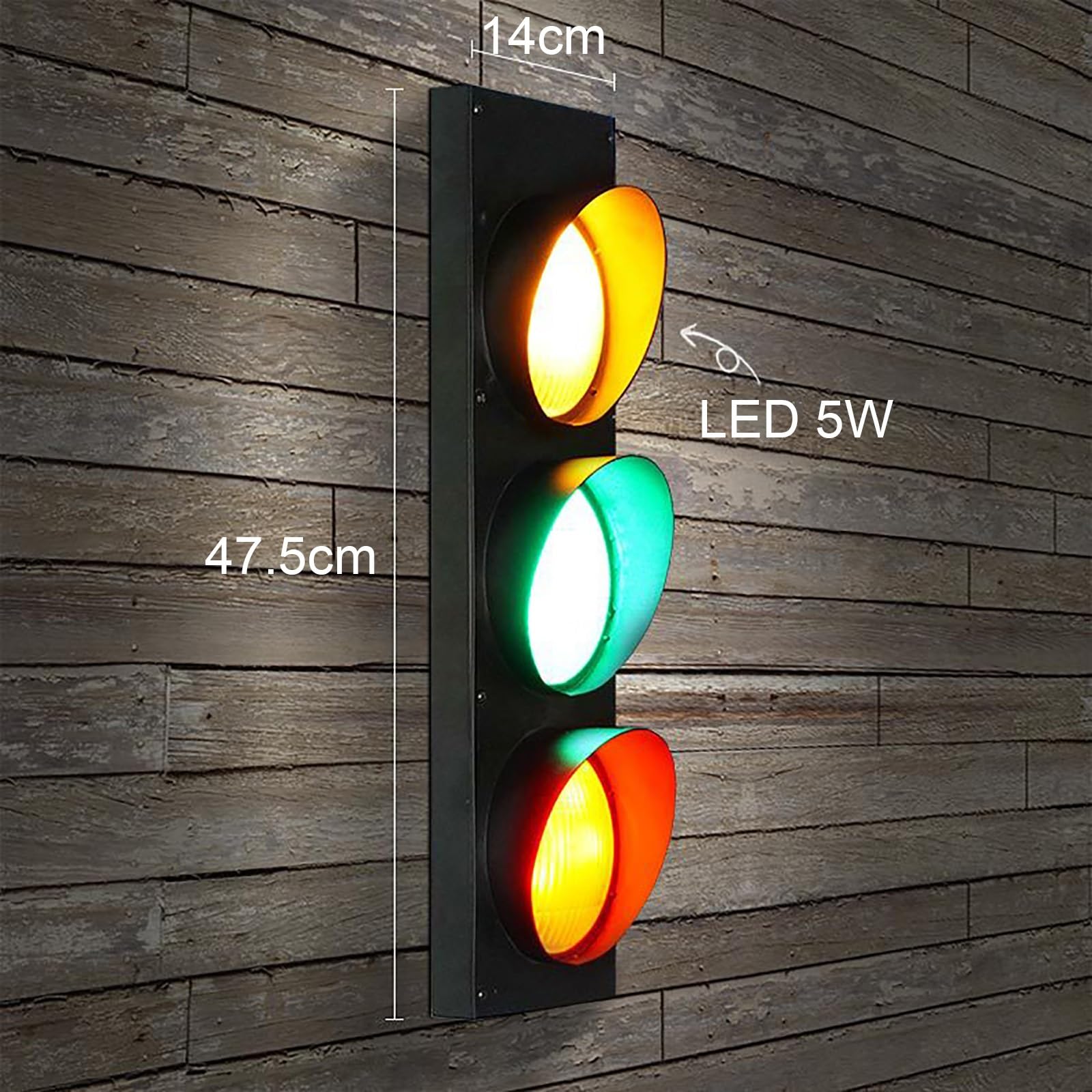 FAXIOAWA Feu de Circulation avec télécommande, 3 lumières Rouge/Jaune/Vert, Appliques murales de signalisation de sécurité routière, feu Stop Industriel à LED, intérieur/extérieur