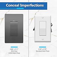 Vista 182 de LIDER LSWP-32M-W10P Placa sin tornillos acabado mate para interruptor, tamaño mediano de 2 segmentos de 4.88 x 4.92", policarbonato termoplástico
